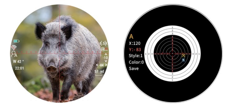 Ballistics visual with hog Ballistics calculator with a hog in focus