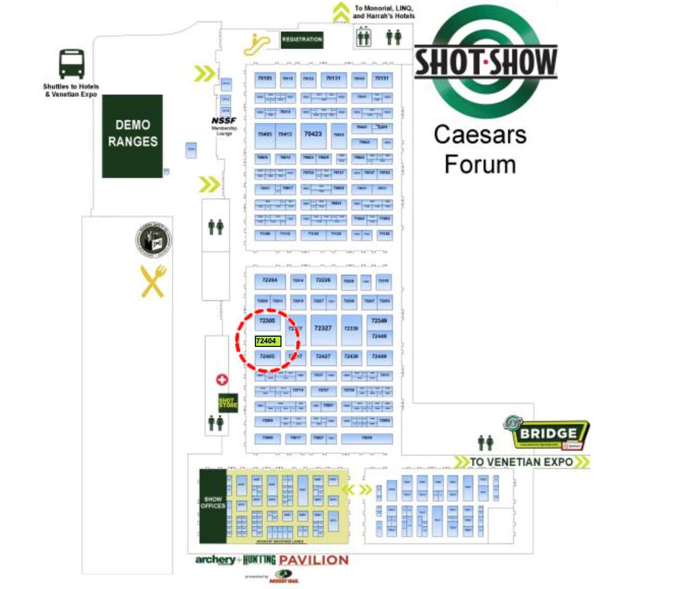 2026 SHOT Show - PARD booth #72404 floor layout.